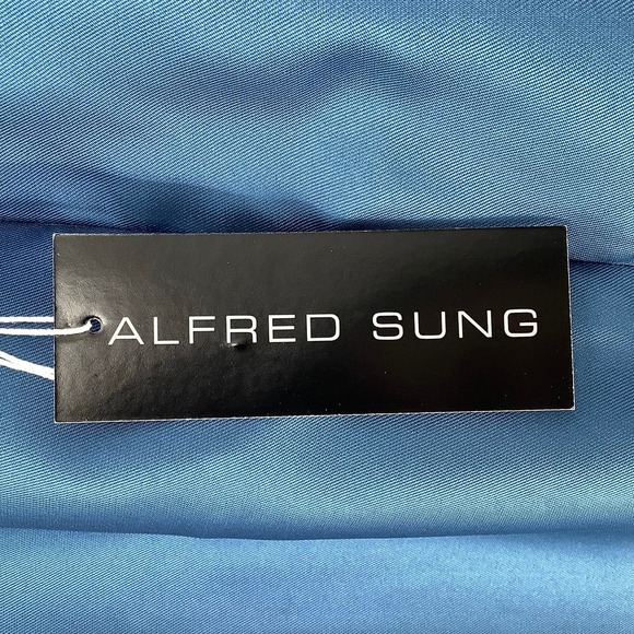 NEW! Alfred Sung Sz 10 High Neck Open Back Satin Cocktail Dress $200 msrp I22-15 - Picture 11 of 11
